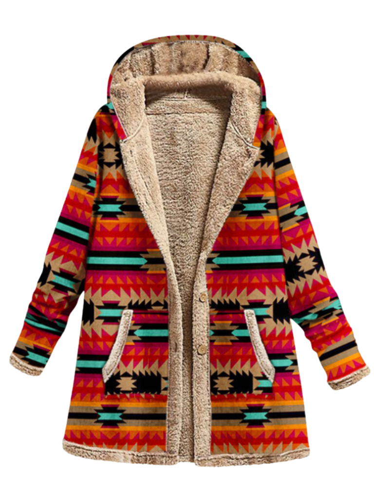Florence print hooded coat