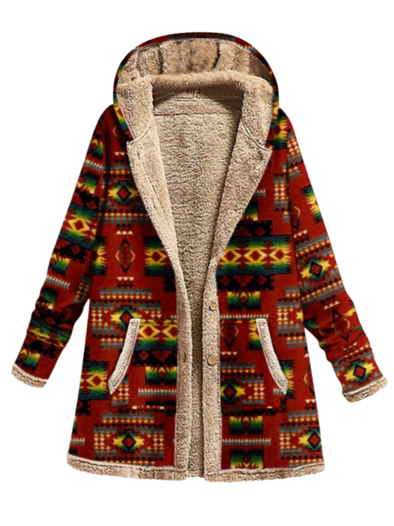 Florence print hooded coat
