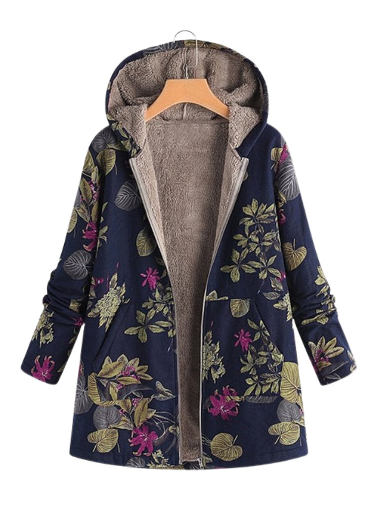Florence print hooded coat