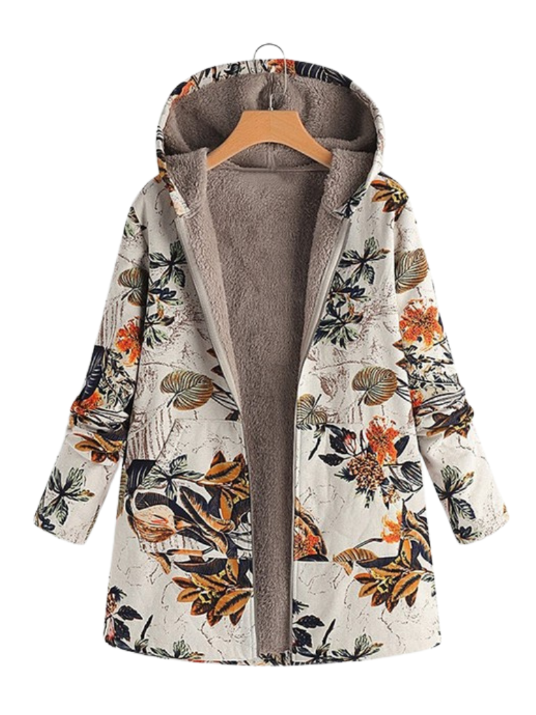 Florence print hooded coat