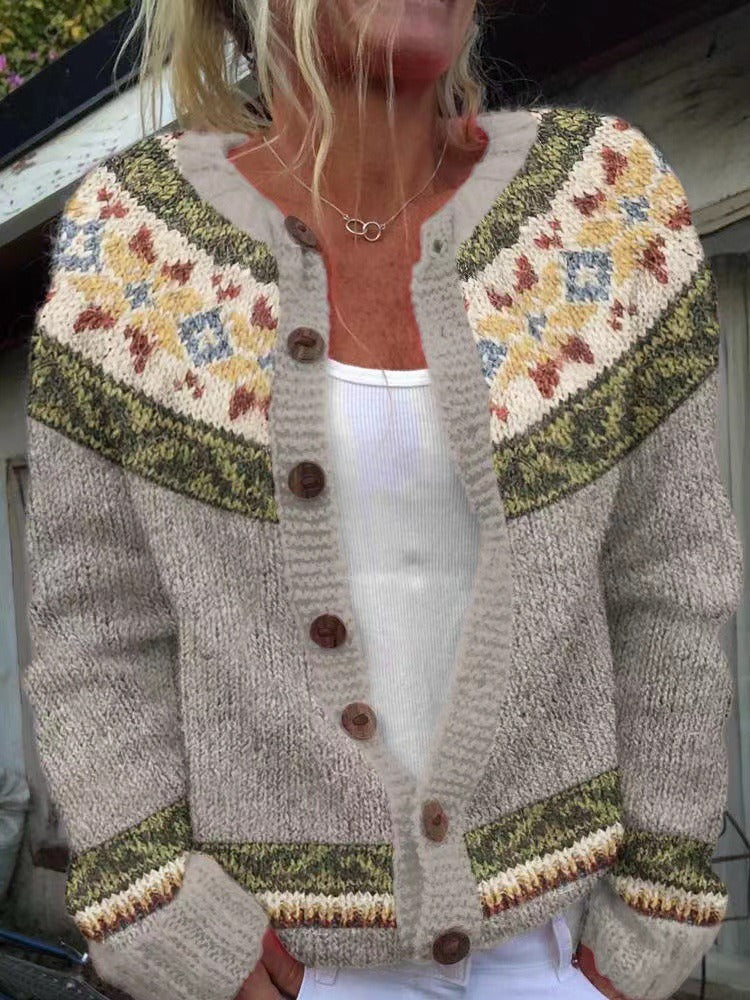 Zara fair isle knit cardigan